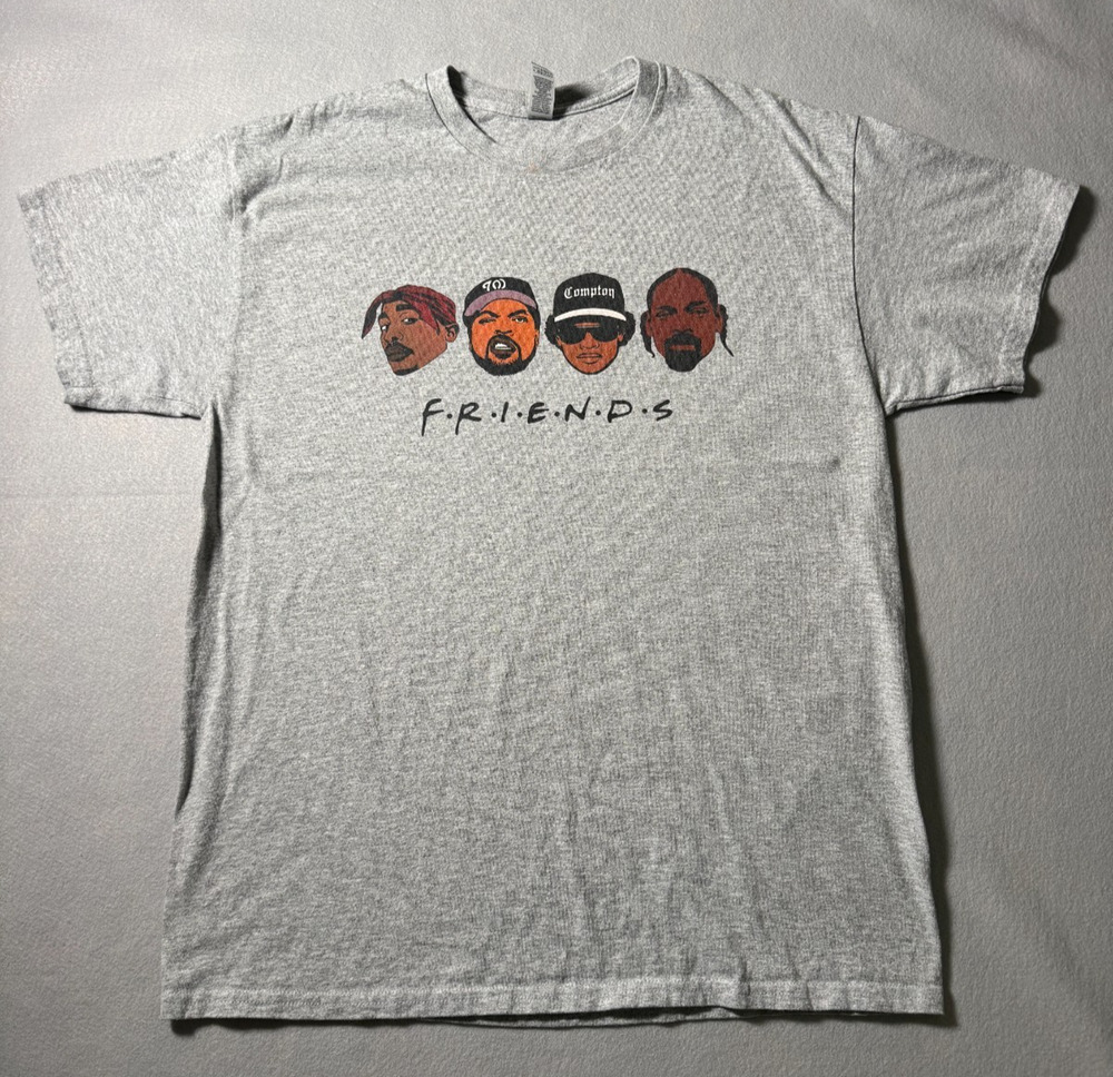 Friends 2Pac Tupac Ice Cube Eazy E Snoop Dogg T-Shirt West Coast Y2K Size L